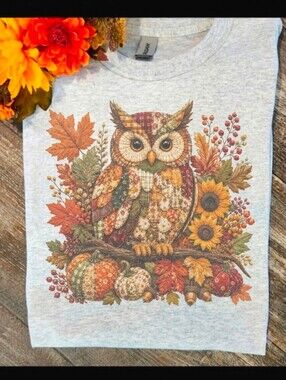 Fall Short Sleeve Tshirt pumpkin Owl cute popular Floral